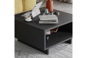 Hapeila Kvadratiskt Soffbord 60 cm med Hyllor i Målat Trä - Antracit - Möbler - Bord & matgrupp - Soffbord