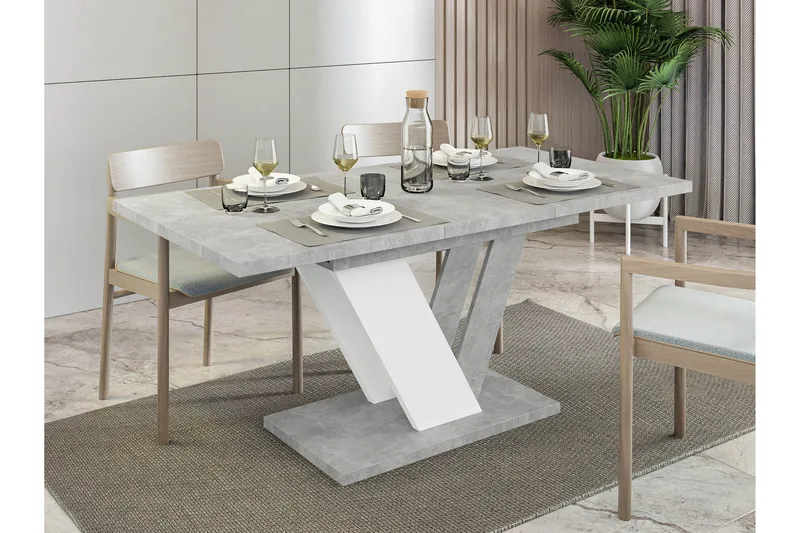 Harumi Utdragbart Rektangulärt Matbord 120 cm med Marmorutseende - Grå - Möbler - Bord & matgrupp - Marmorbord
