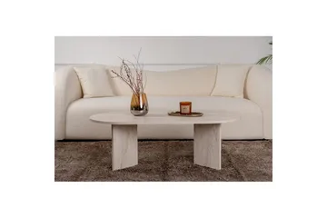 Hasina Ovalt Soffbord 119x60 cm med Travertinutseende - Vit - Möbler - Bord & matgrupp - Soffbord