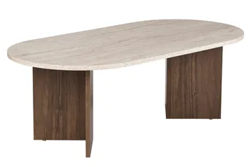 Hasina Soffbord 119 cm Oval - Travertin Och Valnöt - Möbler - Bord & matgrupp - Soffbord