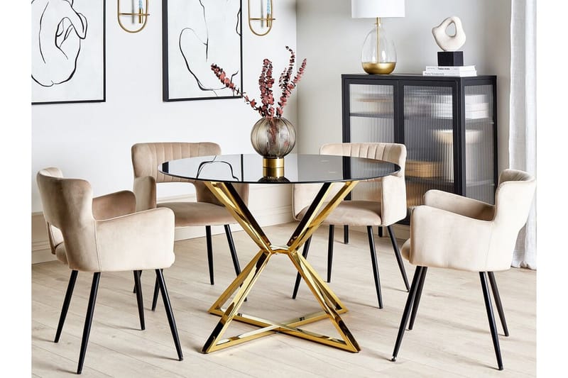 Hayder Matbord 105 cm Rund - Svart/Guld - Möbler - Bord & matgrupp - Matbord & köksbord