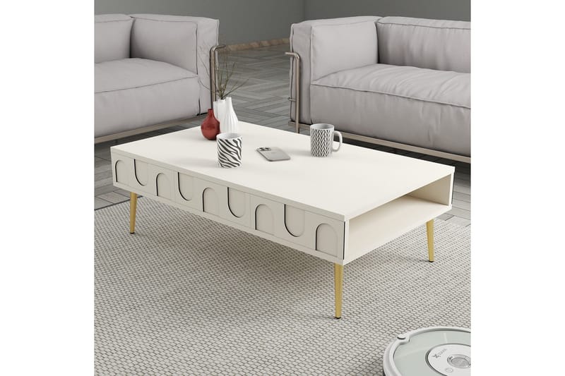 Hazim Soffbord 105 cm - Cream/Guld - Möbler - Bord & matgrupp - Soffbord
