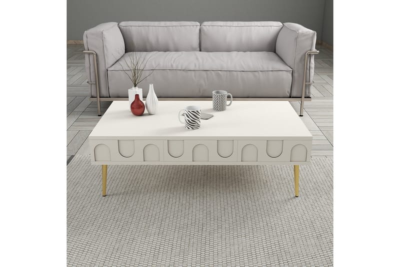 Hazim Soffbord 105 cm - Cream/Guld - Möbler - Bord & matgrupp - Soffbord