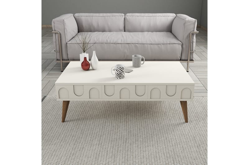 Hazim Soffbord 105 cm - Cream/Valnöt - Möbler - Bord & matgrupp - Soffbord
