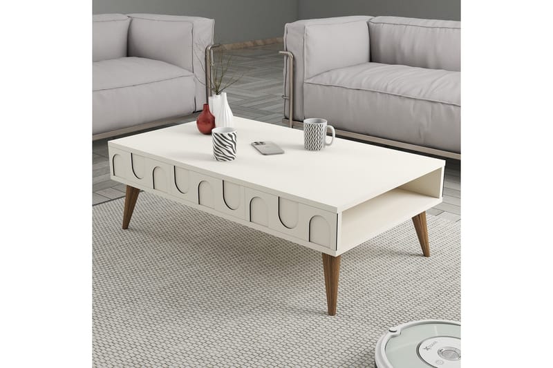 Hazim Soffbord 105 cm - Cream/Valnöt - Möbler - Bord & matgrupp - Soffbord