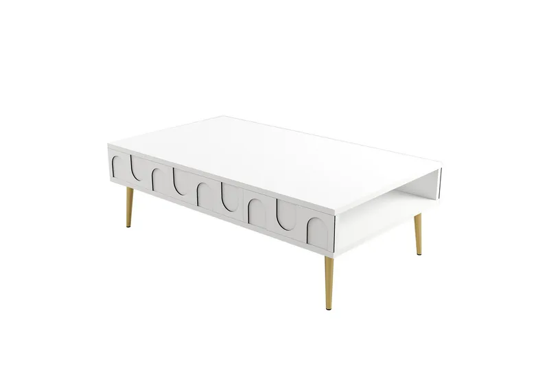 Hazim Soffbord 105 cm, Vit/Guld