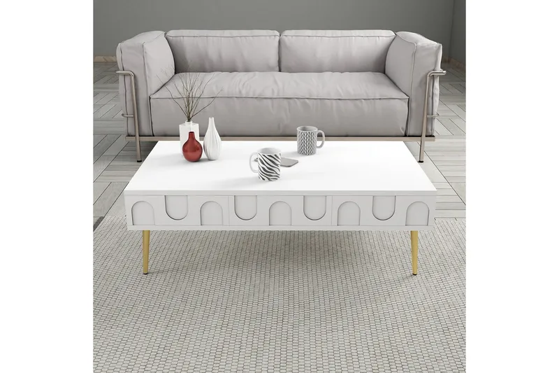 Hazim Soffbord 105 cm - Vit/Guld - Möbler - Bord & matgrupp - Soffbord