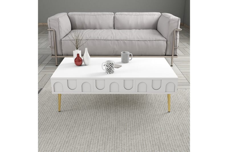 Hazim Soffbord 105 cm - Vit/Guld - Möbler - Bord & matgrupp - Soffbord