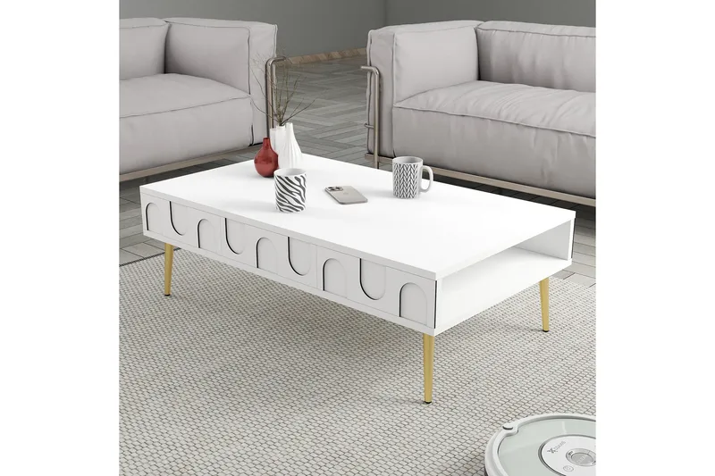 Hazim Soffbord 105 cm - Vit/Guld - Möbler - Bord & matgrupp - Soffbord