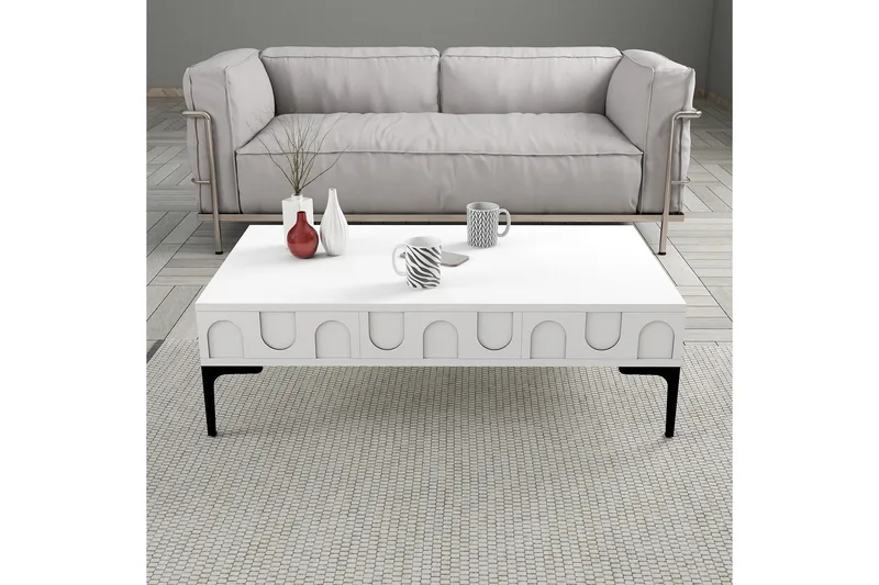 Hazim Soffbord 105 cm - Vit/Svart - Möbler - Bord & matgrupp - Soffbord