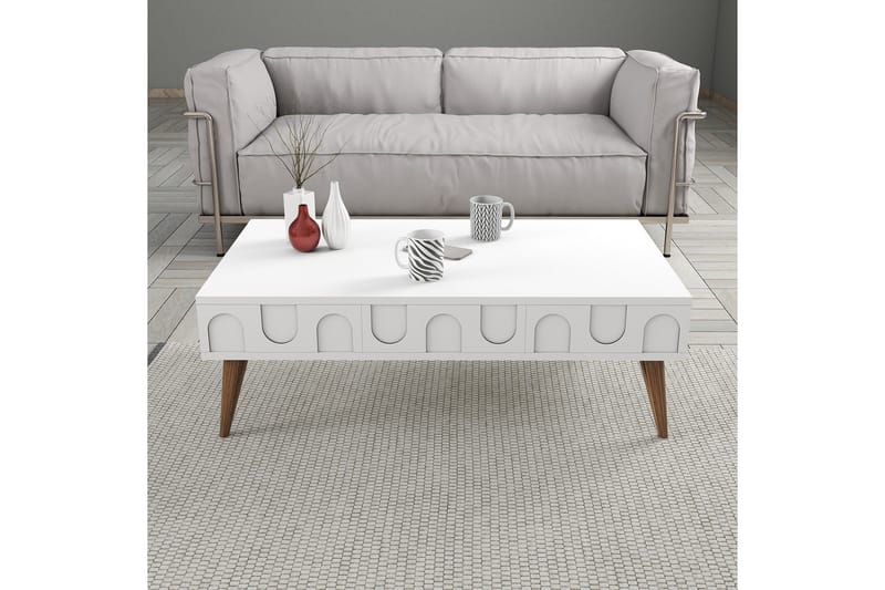 Hazim Soffbord 105 cm - Vit/Valnöt - Möbler - Bord & matgrupp - Soffbord