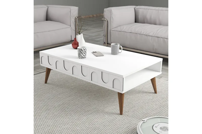 Hazim Soffbord 105 cm - Vit/Valnöt - Möbler - Bord & matgrupp - Soffbord