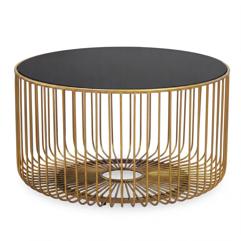 Helora Runt soffbord 60 cm i glas och metall, guld / svart