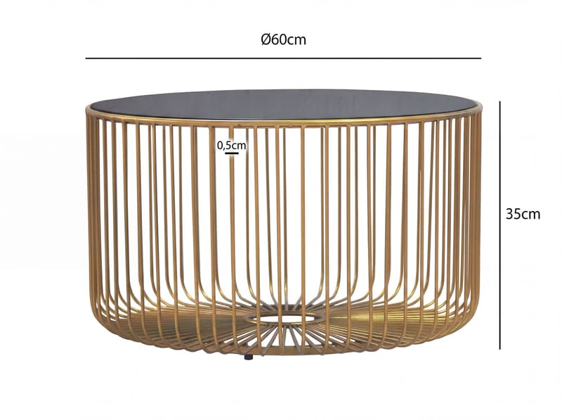 Helora Runt soffbord 60 cm i glas och metall - guld / svart - Möbler - Bord & matgrupp - Soffbord
