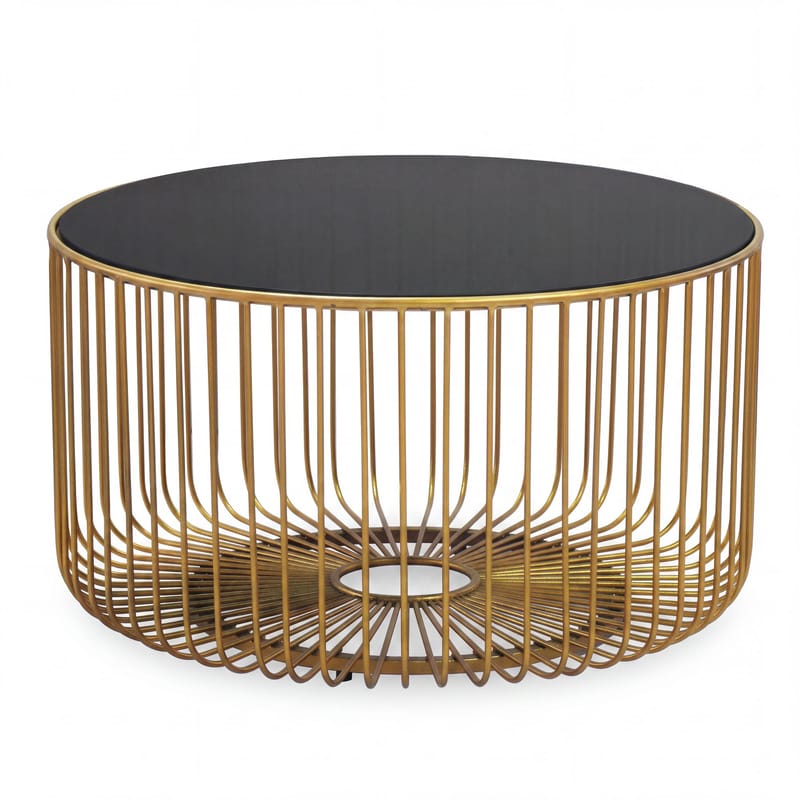Helora Runt soffbord 60 cm i glas och metall - guld / svart - Möbler - Bord & matgrupp - Soffbord