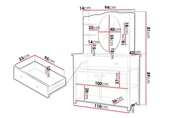 Hilts Sminkbord 110x42 cm - Vit/Rosa - Möbler - Bord & matgrupp - Sminkbord & toalettbord