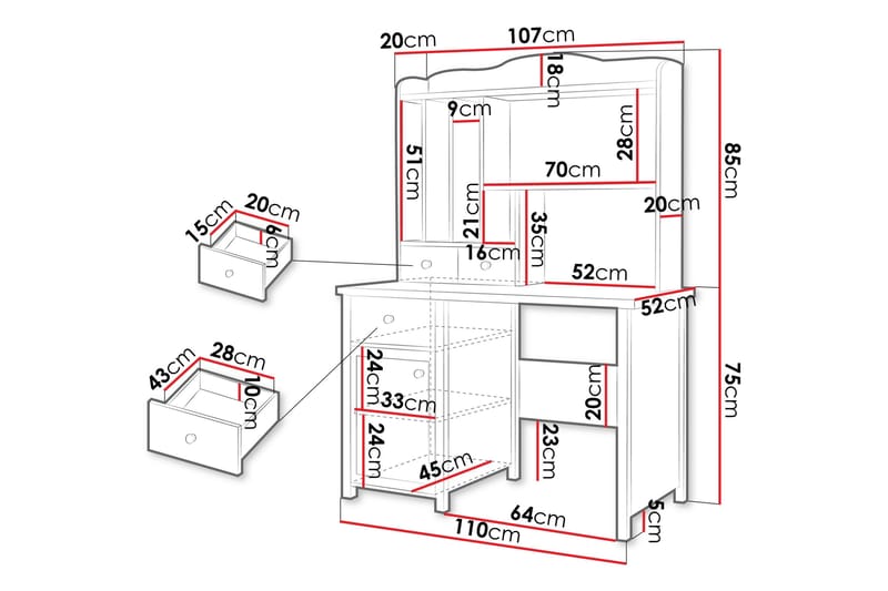 Hilts Sminkbord 110x52 cm - Grå - Möbler - Bord & matgrupp - Sminkbord & toalettbord