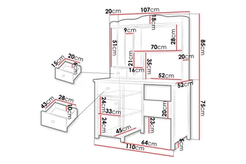 Hilts Sminkbord 110x52 cm - Grå - Möbler - Bord & matgrupp - Sminkbord & toalettbord
