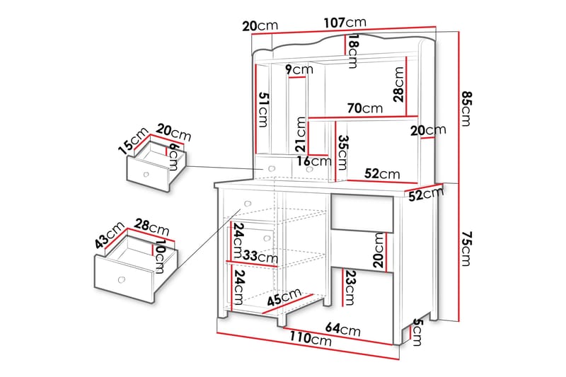 Hilts Sminkbord 110x52 cm - Gul - Möbler - Bord & matgrupp - Sminkbord & toalettbord