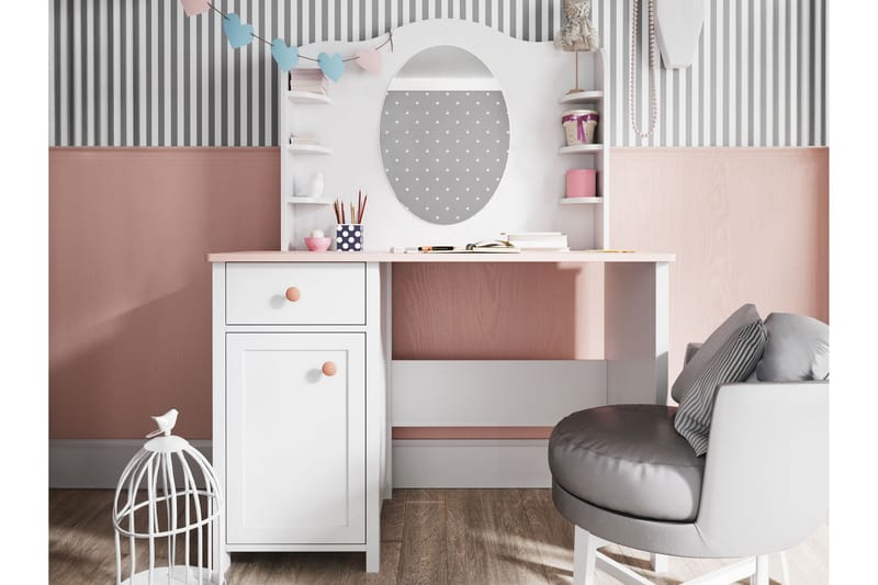 Hilts Sminkbord 110x52 cm - Vit/Rosa - Möbler - Bord & matgrupp - Sminkbord & toalettbord