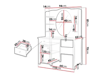 Hilts Sminkbord 110x52 cm - Vit/Rosa - Möbler - Bord & matgrupp - Sminkbord & toalettbord