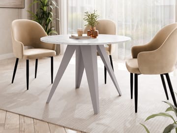 Hoban Matbord rund förlängningsbart 100-138 cm - Beige, vit (marmor) - Möbler - Bord & matgrupp - Matbord & köksbord