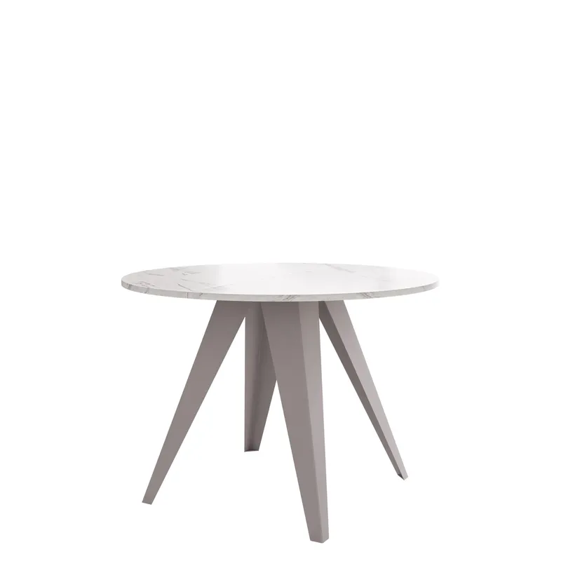 Hoban Matbord rund förlängningsbart 100-138 cm, Beige, vit (marmor)