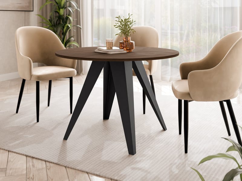 Hoban Matbord rund förlängningsbart 100-138 cm - Svart, brun - Möbler - Bord & matgrupp - Matbord & köksbord