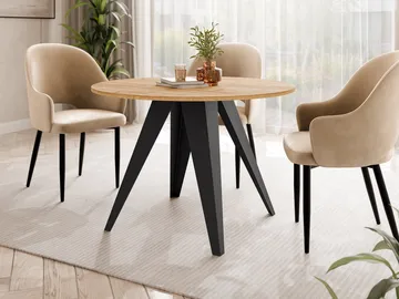 Hoban Matbord rund förlängningsbart 100-138 cm - Svart, natur - Möbler - Bord & matgrupp - Matbord & köksbord