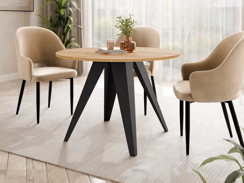 Hoban Matbord rund förlängningsbart 100-138 cm - Svart, natur - Möbler - Bord & matgrupp - Matbord & köksbord