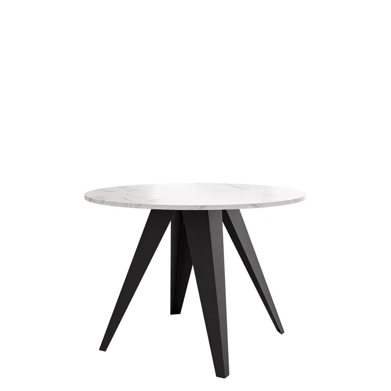Hoban Matbord rund förlängningsbart 100-138 cm, Svart, vit (vit marmorskiva)
