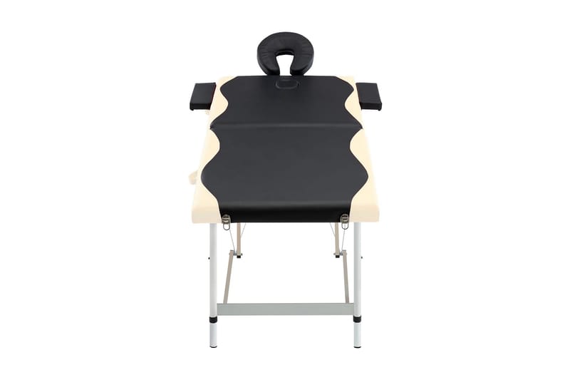 Hopfällbar massagebänk 2 sektioner aluminium svart och beige - Svart - Massagebord
