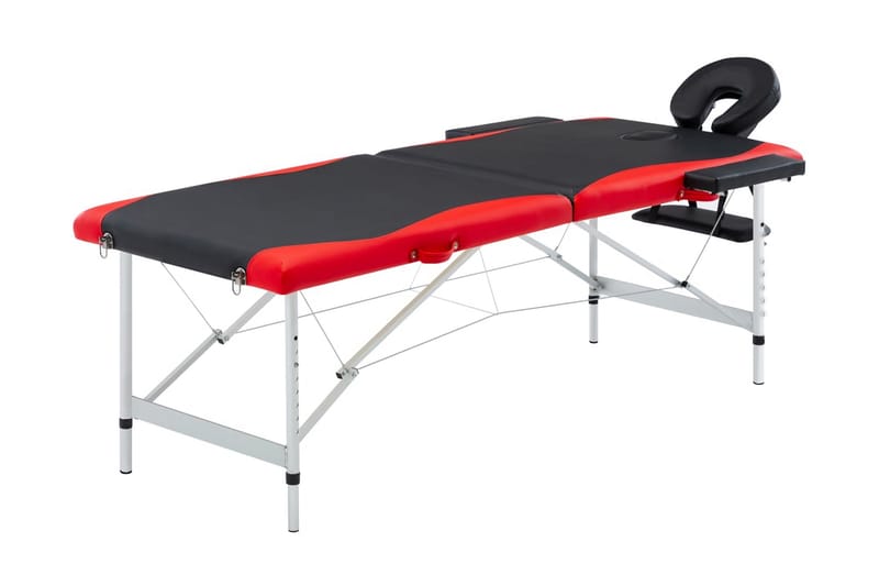 Hopfällbar massagebänk 2 sektioner aluminium svart och röd - Svart - Massagebord