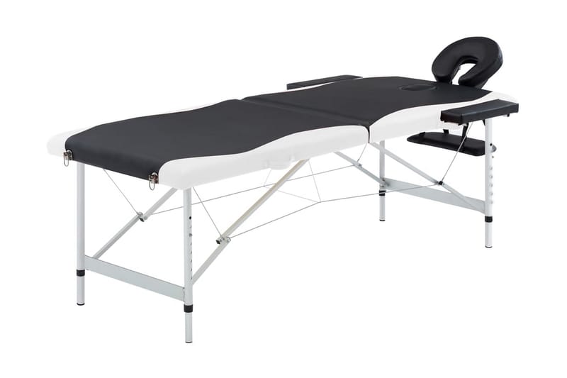 Hopfällbar massagebänk 2 sektioner aluminium svart och vit - Svart - Massagebord