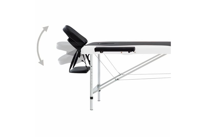 Hopfällbar massagebänk 2 sektioner aluminium svart och vit - Svart - Massagebord