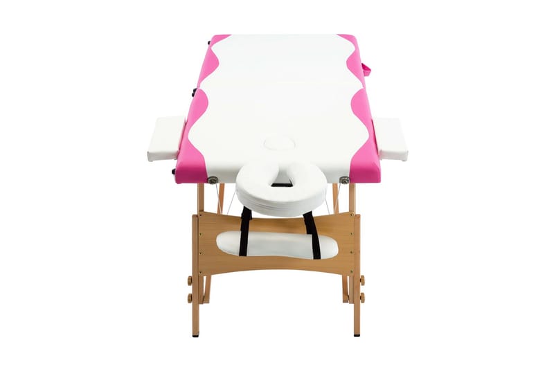 Hopfällbar massagebänk 2 sektioner trä vit och rosa - Vit - Massagebord
