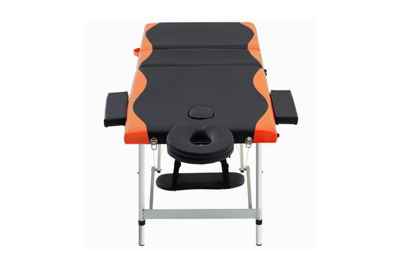 Hopfällbar massagebänk 3 sektioner aluminium och orange - Svart - Massagebord