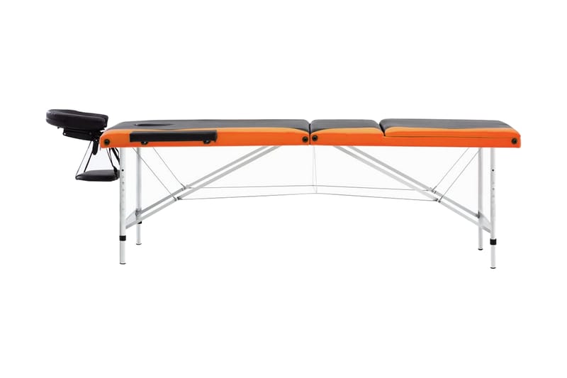 Hopfällbar massagebänk 3 sektioner aluminium och orange - Svart - Massagebord