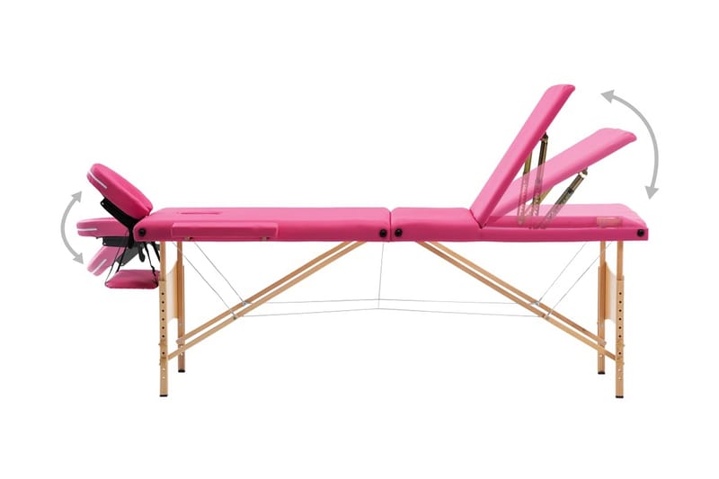 Hopfällbar massagebänk 3 sektioner trä rosa - Rosa - Massagebord