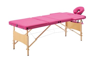 Hopfällbar massagebänk 3 sektioner trä rosa