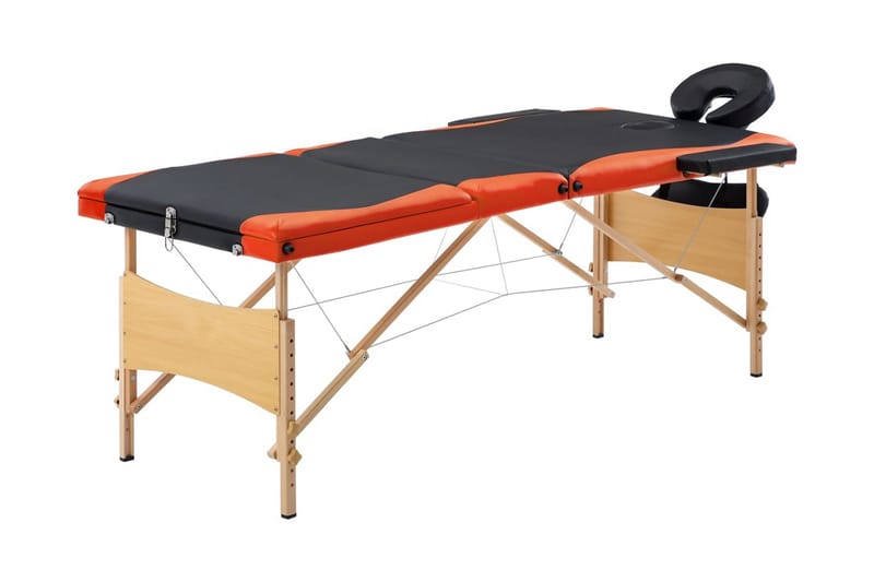 Hopfällbar massageb�änk 3 sektioner trä svart och orange - Svart - Massagebord