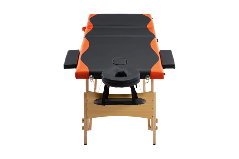 Hopfällbar massagebänk 3 sektioner trä svart och orange - Svart - Massagebord