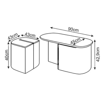 Hu Soffbordsset 90x42,9x45 cm - Svart - Möbler - Bord & matgrupp - Soffbord