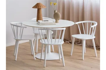Ibiza Matgrupp Rund 110 cm + 4 st Matstolar - Vit - Möbler - Bord & matgrupp - Matgrupp