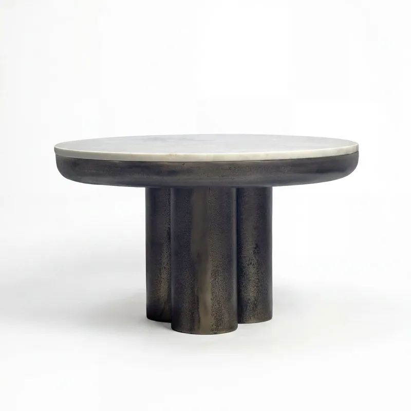 Ilvora Runt soffbord 60 cm i metall med marmorskiva - vit marmor antik svart brons - Möbler - Bord & matgrupp - Marmorbord