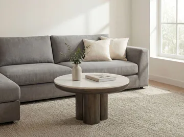 Ilvora Runt soffbord 60 cm i metall med marmorskiva - vit marmor antik svart brons - Möbler - Bord & matgrupp - Marmorbord
