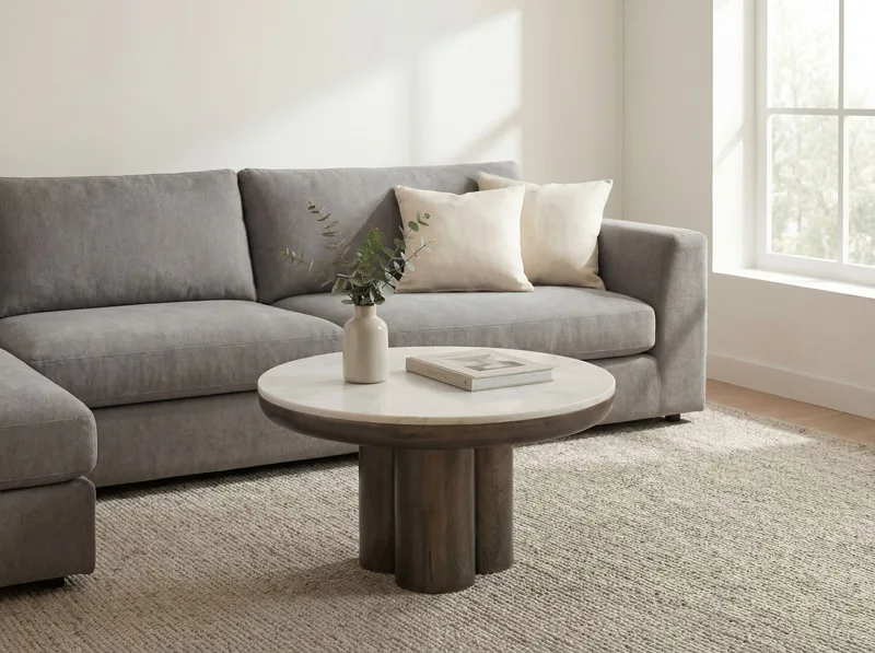 Ilvora Runt soffbord 60 cm i metall med marmorskiva - vit marmor antik svart brons - Möbler - Bord & matgrupp - Marmorbord