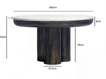 Ilvora Runt soffbord 60 cm i metall med marmorskiva - vit marmor antik svart brons - Möbler - Bord & matgrupp - Marmorbord