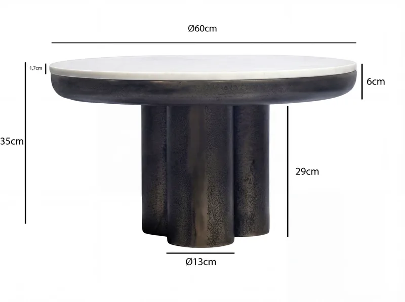 Ilvora Runt soffbord 60 cm i metall med marmorskiva - vit marmor antik svart brons - Möbler - Bord & matgrupp - Marmorbord