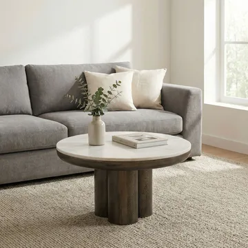 Ilvora Runt soffbord 60 cm i metall med marmorskiva - vit marmor antik svart brons - Möbler - Bord & matgrupp - Marmorbord
